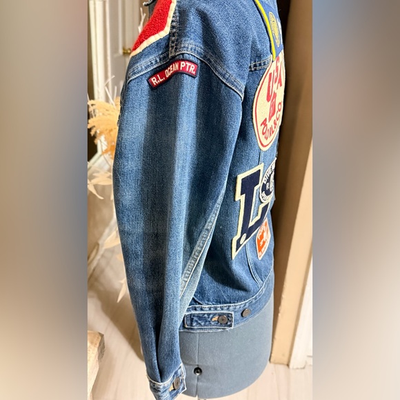 Polo by Ralph Lauren Blue Jean Jacket with Colorful Patches - Picture 6 of 15
